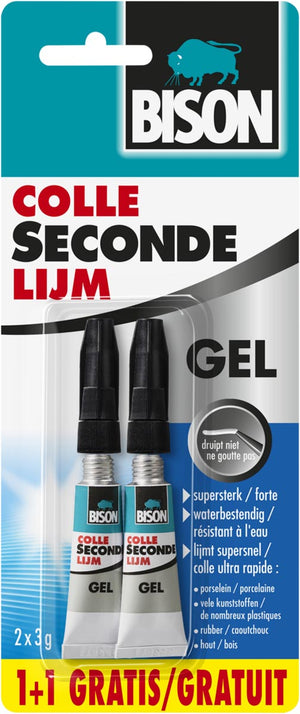 Bison -   secondelijm, tube van 3 g, blister van 2 stuks (1 + 1 GRATIS)