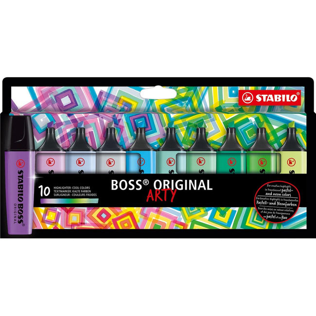 STABILO - BOSS ORIGINAL markeerstift Arty, kartonnen etui van 10 stuks in geassorteerde kleuren