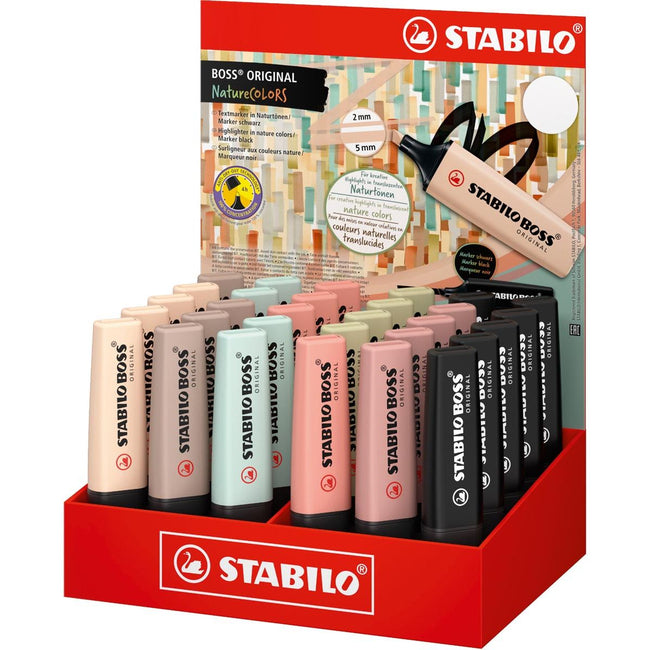 STABILO - BOSS ORIGINAL NatureCOLORS highlighter, display of 30 pieces in assorted colors