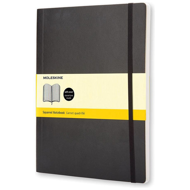 Moleskine - notitieboek, ft 19 x 25 cm, geruit, soepele cover, 192 blad, zwart