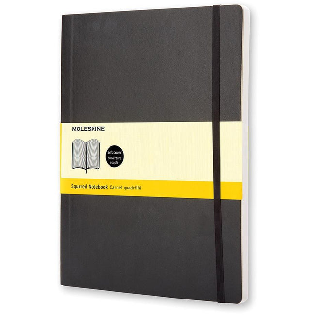 Moleskine - carnet, pi 19 x 25 cm, à carreaux, couverture souple, 192 pages, noir