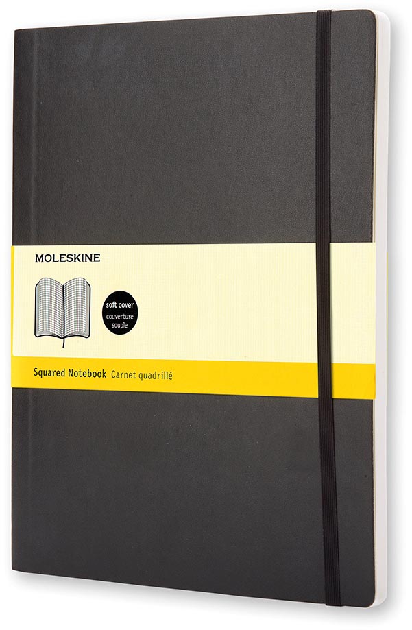 Moleskine - cahier, ft 19 x 25 cm, damier, couverture flexible, 192 feuilles, noir