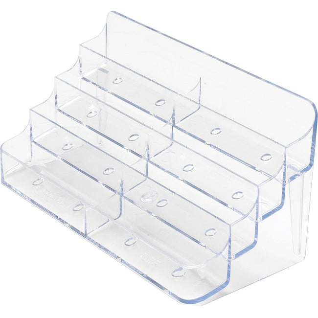 Deflecto - business card holder 2 x 4 storage compartments, transparent