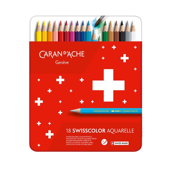 Caran d'ache - Matite colorate Swisscolor acquerello 18 pezzi assortiti