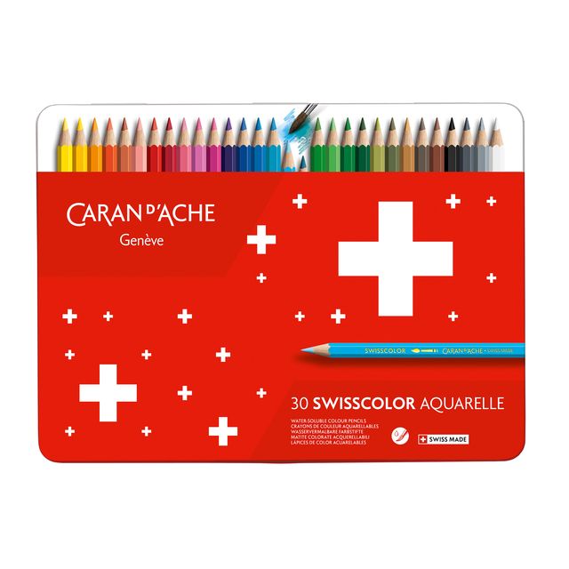 Caran d'ache - Matite colorate Swisscolor acquerello 30 pezzi assortiti