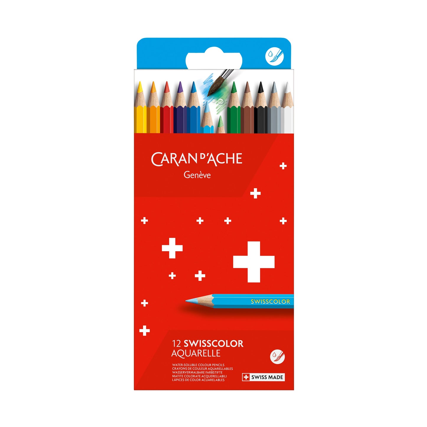 Caran d'ache - Crayons de couleur aquarelle coffret de 12 pièces