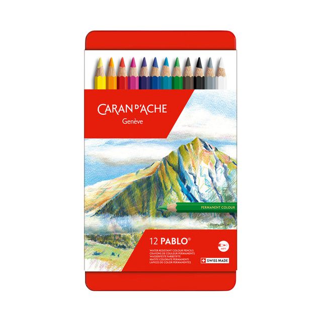 Caran d'ache - Kleurpotloden Caran d'Ache Pablo assorti blik à 12 stuks