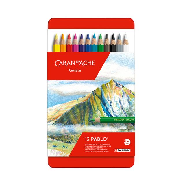 Caran d'ache - Matite colorate Pablo latta assortita da 12 pezzi