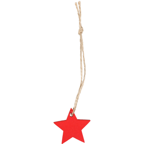 Klika - Pendant | Bois | avec cordon Ø3,5 cm | Étoile | Rouge | 36 pièces