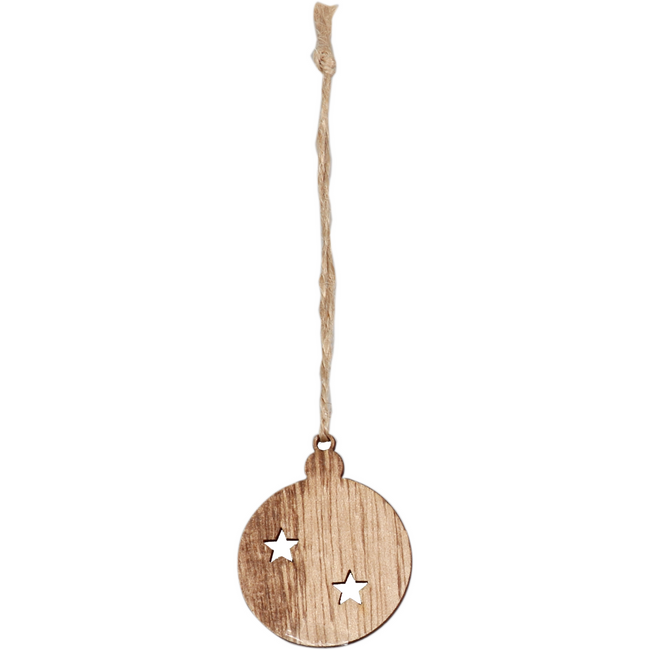 Klika - Hanger | hout | 4x5cm | Kerstbal | naturel | 24 stuks