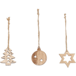 Klika - Hanger | hout | 4x5cm | Kerstbal | naturel | 24 stuks