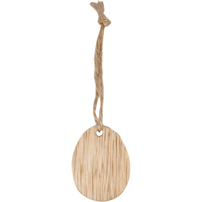 Klika - Pendant | Bois | avec cordon 4.5x3,5 cm | Oeuf de Pâques | Natural | 36 pièces