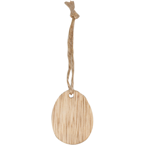 Klika - Pendant | Bois | avec cordon 4.5x3,5 cm | Oeuf de Pâques | Natural | 36 pièces