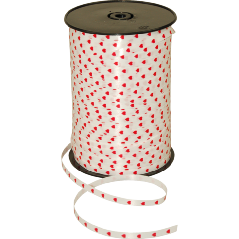 Klika - Lint | 10mm | 250m | Hartjes | pP | wit/rood