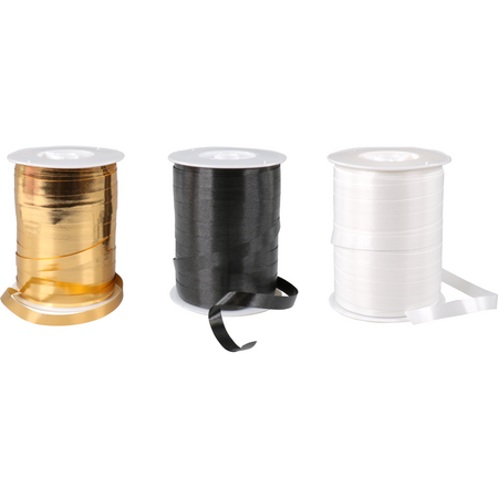 Klika - Cinta | 10 mm | 250m | PP | negro/blanco/oro | 3 rollos