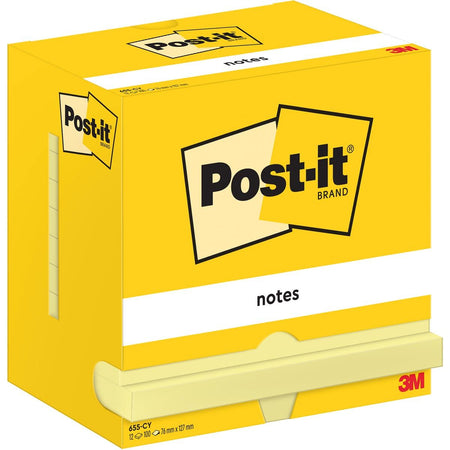 Post-it - Bloc-notes 655 76x127mm jaune 12 pièces