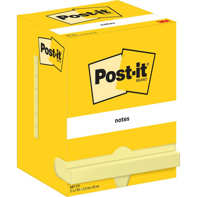 Post-it -   Notes, 100 vel, ft 76 x 102 mm, geel, pak van 12 blokken