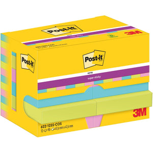 Post-it - Memopad 622 Super Sticky 47,6x47,6mm Cosmic 12 pièces