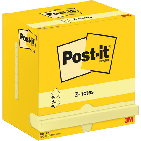 Post-it Z-notes -  Memoblok Z-Note R350 76x127mm geel 12 stuks
