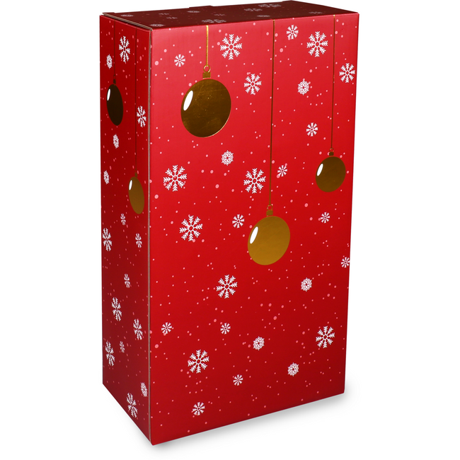 Klika - Flaschenbox | Wunderbare Zeit | Karton + PP | 2 Flaschen | 191x95x330mm | Weihnachten | Rot | 10 Stück