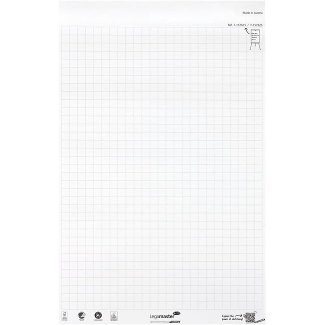 Legamaster - Flipchartpapier Sketch ECO, ft 98 x 65 cm, geruit, 20 vel, pak van 5 stuks