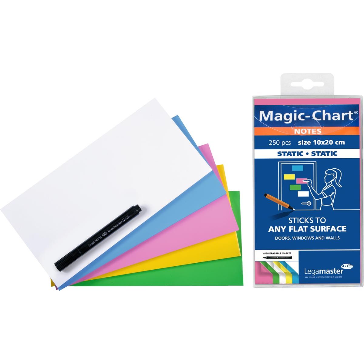 Legamaster - Magic-Chart notes, 250 vel, ft 10 x 20 cm, assorti