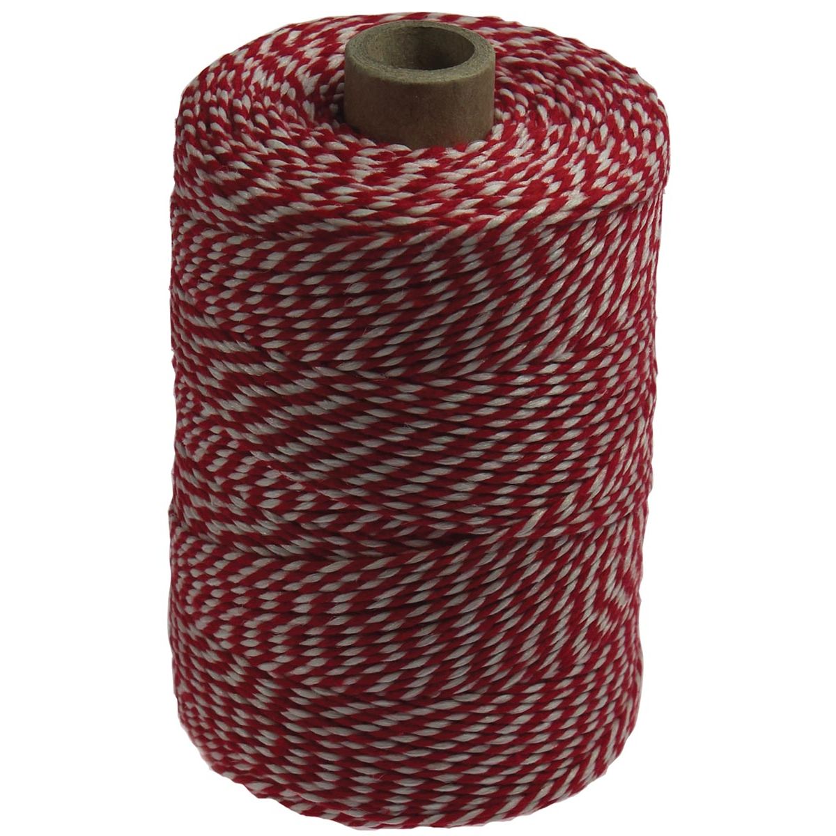 Klika - Corde en coton, rouge-blanc, bobine de 200 g, env. 250 m