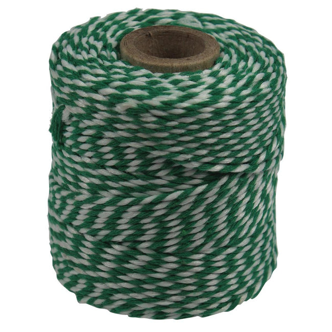Klika - Cotton rope, green-white, 50 g spool, approx. 55 m