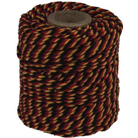 Klika - Baumwollseil, schwarz-rot-gelb, 50 g Spule, ca. 35 m