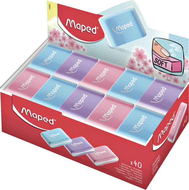 Maped - Essentiels mappés de gomme pastel doux | Afficher une pièce de 40