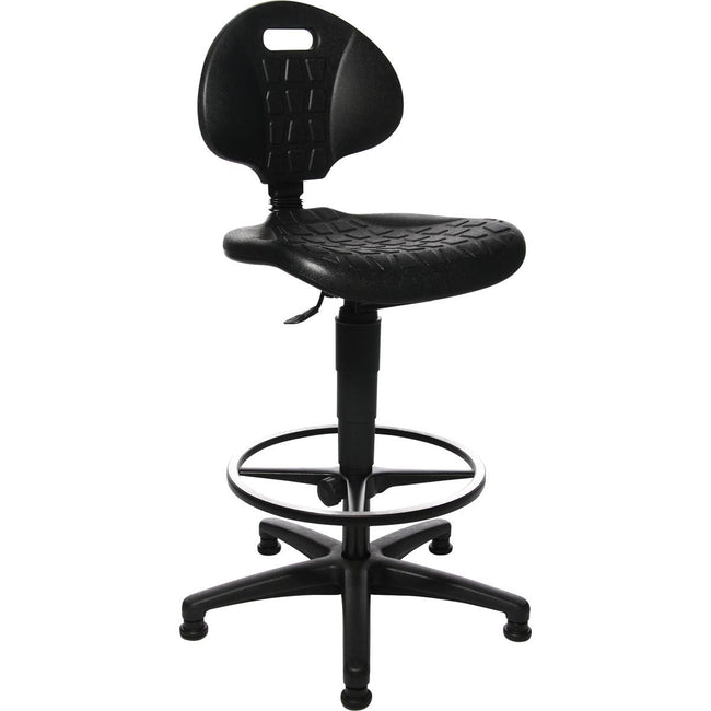 Topstar - tabouret supérieur Tec 20, avec anneau de pied chromé, avec dessus de point, noir