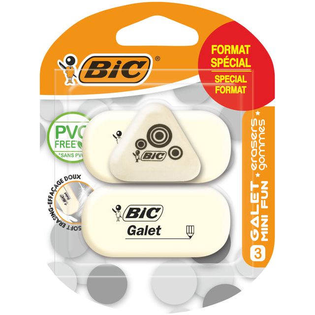 BIC - GUM BIC GALET PVC Free 3 Formates | Blister un 3 pièces