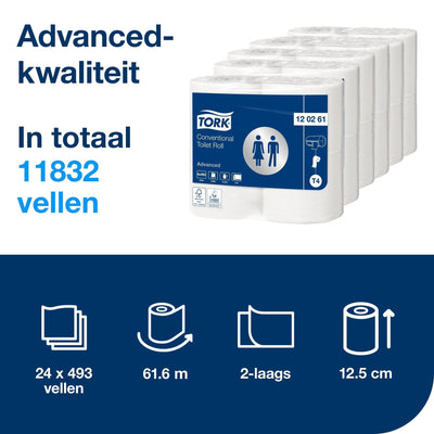 Tork -  Toiletpapier t4 advanced 2laags 493 vel wit | 6 stuks