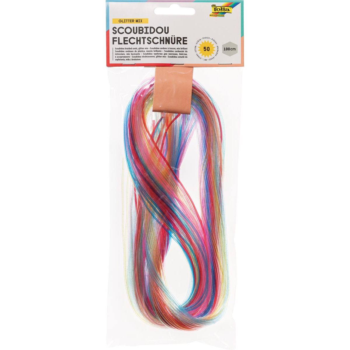 Folia - scoubidou thread with glitter, pack of 50 threads