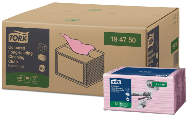 Tork -  Reinigingsdoek w8 premium 1laags rood | 480 stuks