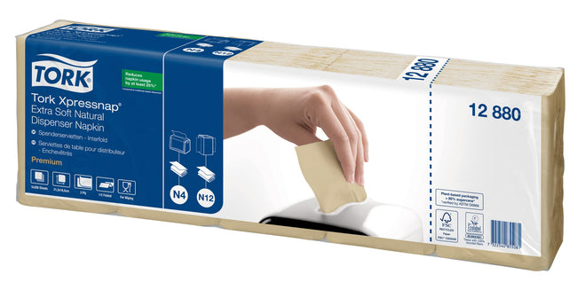 Tork -  Servet n4 premium halvevouw 2laags naturel | 192 stuks