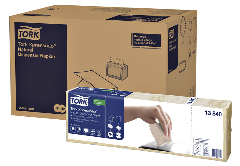 Tork -  Servet n4 advanced vierdevouw 1laags naturel