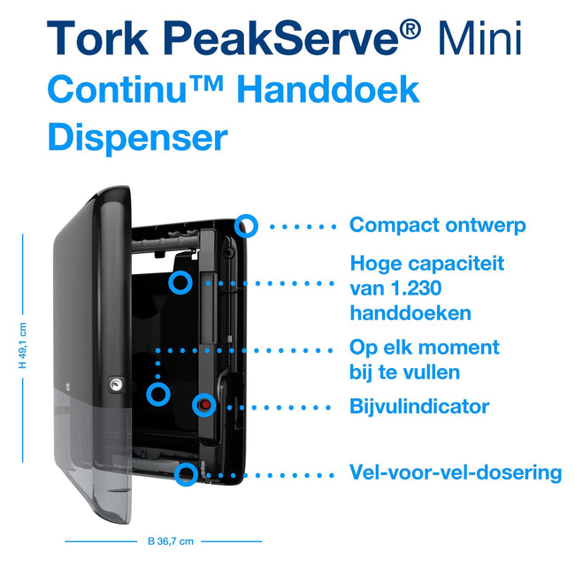 Tork -  Handdoekdispenser h5 elevation klein zwart