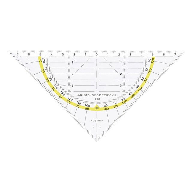 Aristo - Geodriehoek 1552 160mm transparant met gele rand