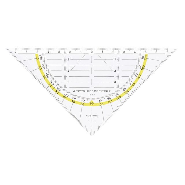 Aristo - Geodriehoek 1552 160mm trasparente con bordo giallo
