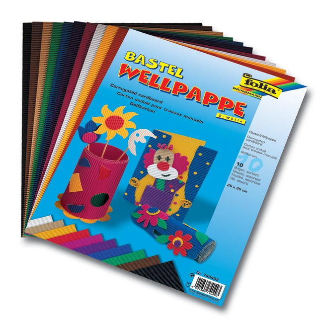 Folia -   golfkarton ft 50 x 70 cm, pak met 10 vellen, geassorteerde kleuren