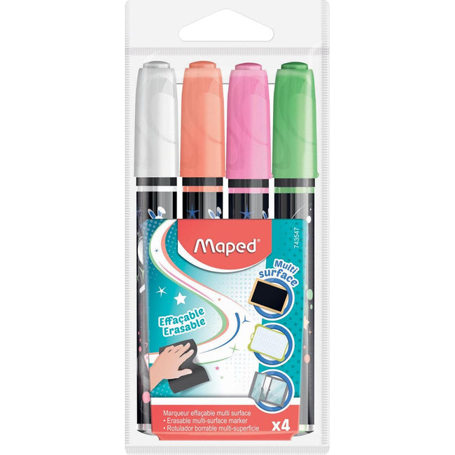 Maped - krijtmarker, etui met 4 stuks in geassorteerde kleuren