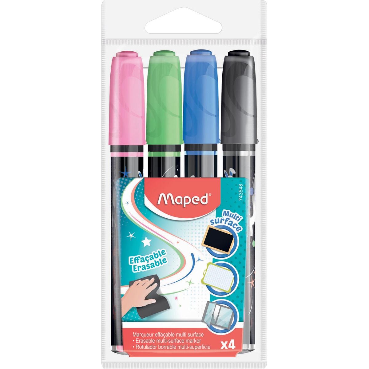 Maped - krijtmarker, etui met 4 stuks in geassorteerde kleuren