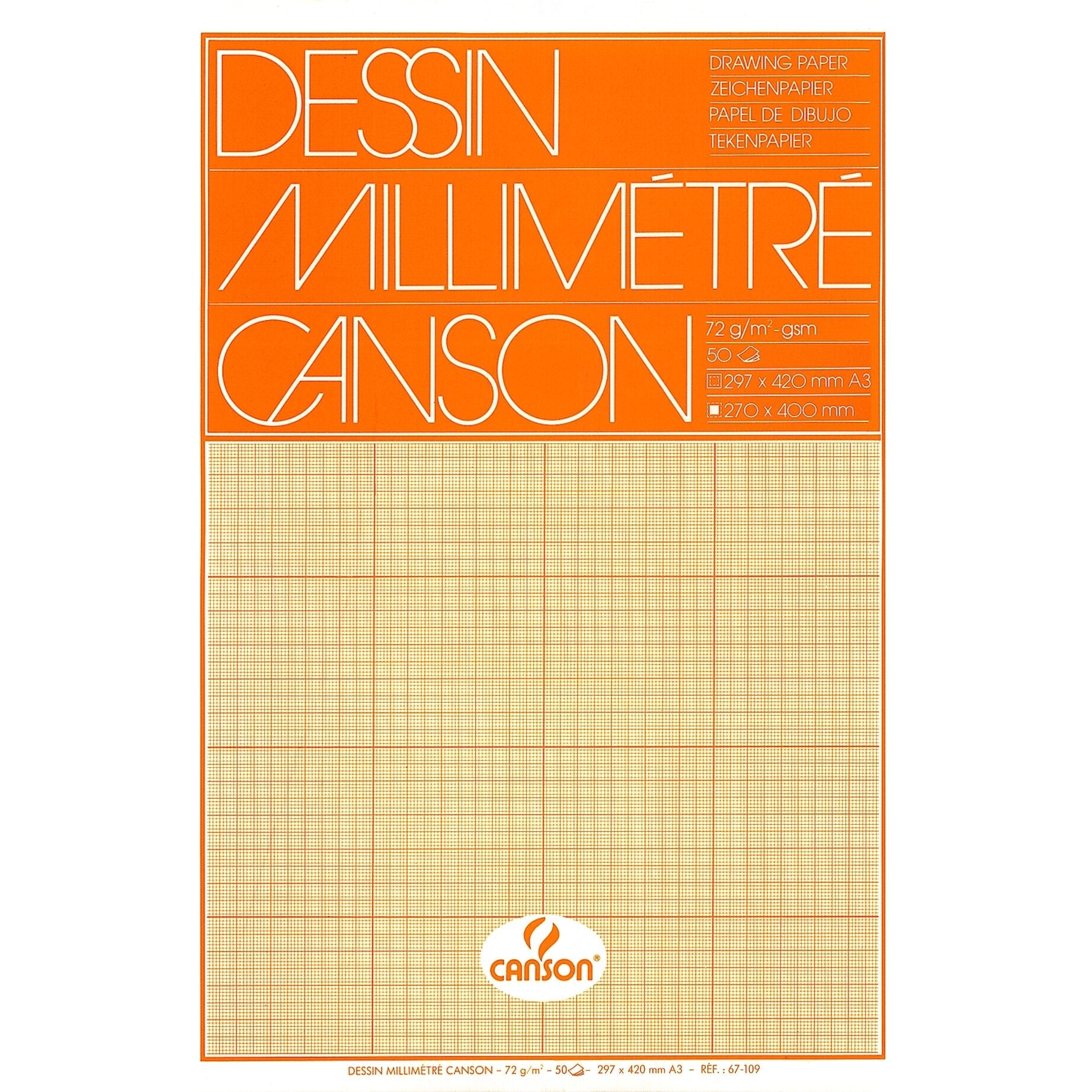 Canson -  Millimeterpapier  bruingeel bedrukt a3 wit | 10 stuks
