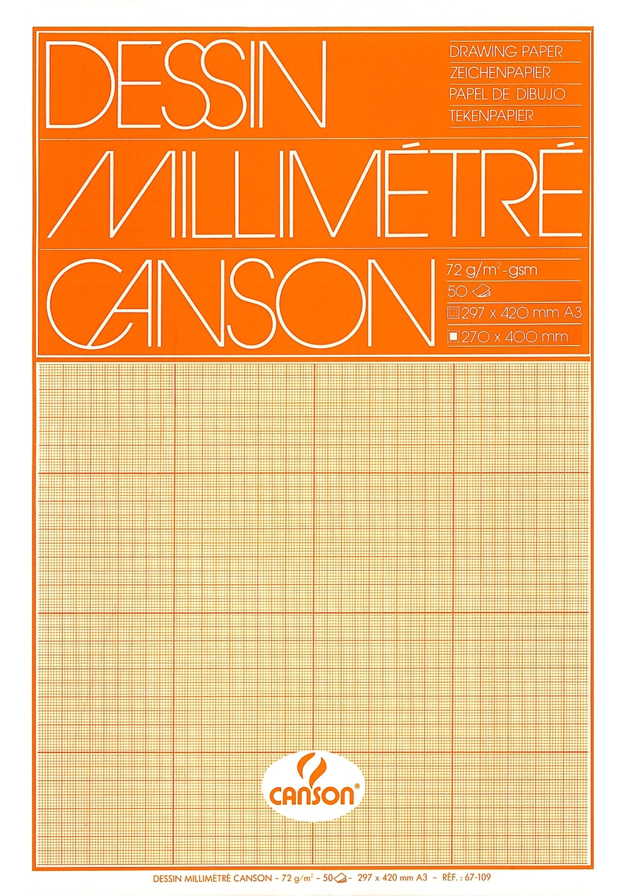 Canson -  Millimeterpapier  bruingeel bedrukt a3 wit | 10 stuks