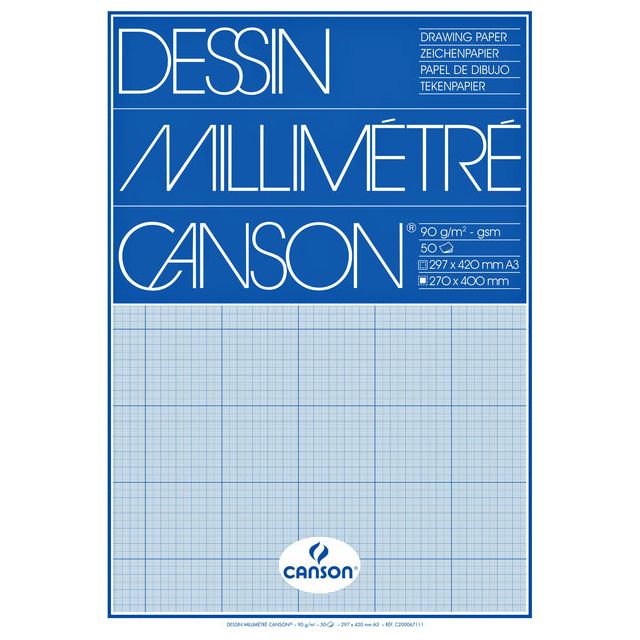 CANSON - BLIMMETER BLOC CANSON A3 90GR BLUE | Morceau de 50 feuilles