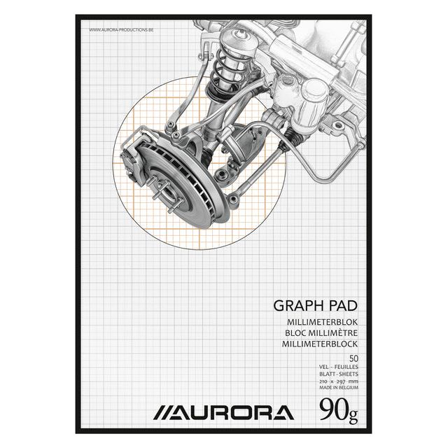 Aurora - Millimeter Block Aurora A4 50 Vel 90gr Brown | Schrumpfung eines 10 -Stücks x 50 Blattes | 10 Stück