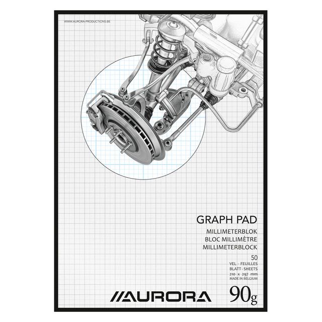 Aurora - Millimeter Block Aurora A4 50 VEL 90GR Blue | Schrumpfung eines 10 -Stücks x 50 Blattes | 10 Stück