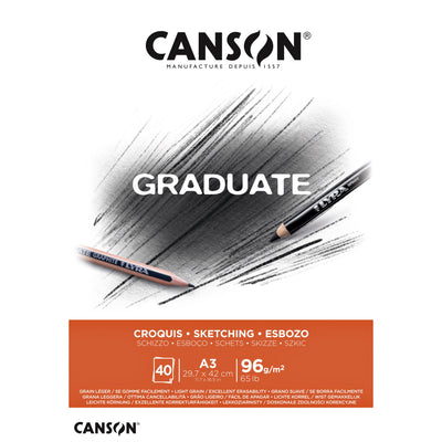 Canson -  Schetspapier  graduate sketch 96gr a3 wit | 5 stuks