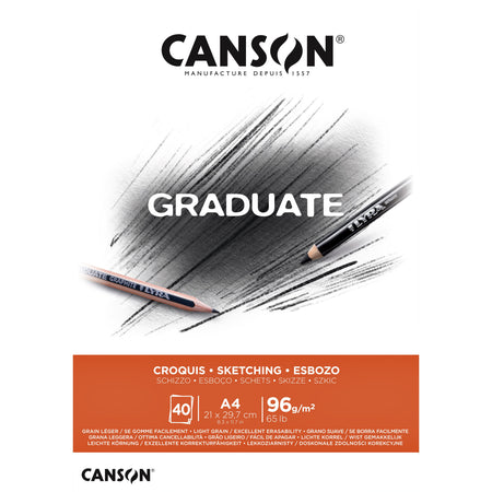 Canson - Carta da disegno Graduate Sketch 40 fogli 96gr A4 bianco naturale